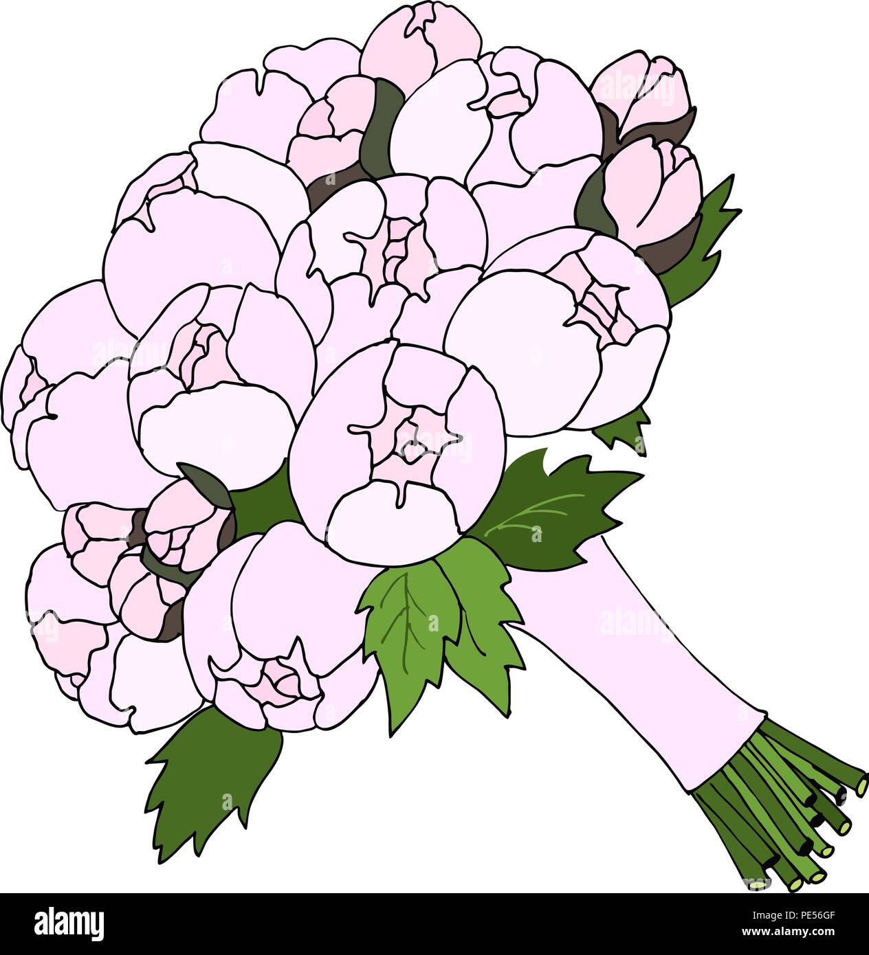 Bouquet of rose, peony. Elegant Raster floral design. Stock Photo