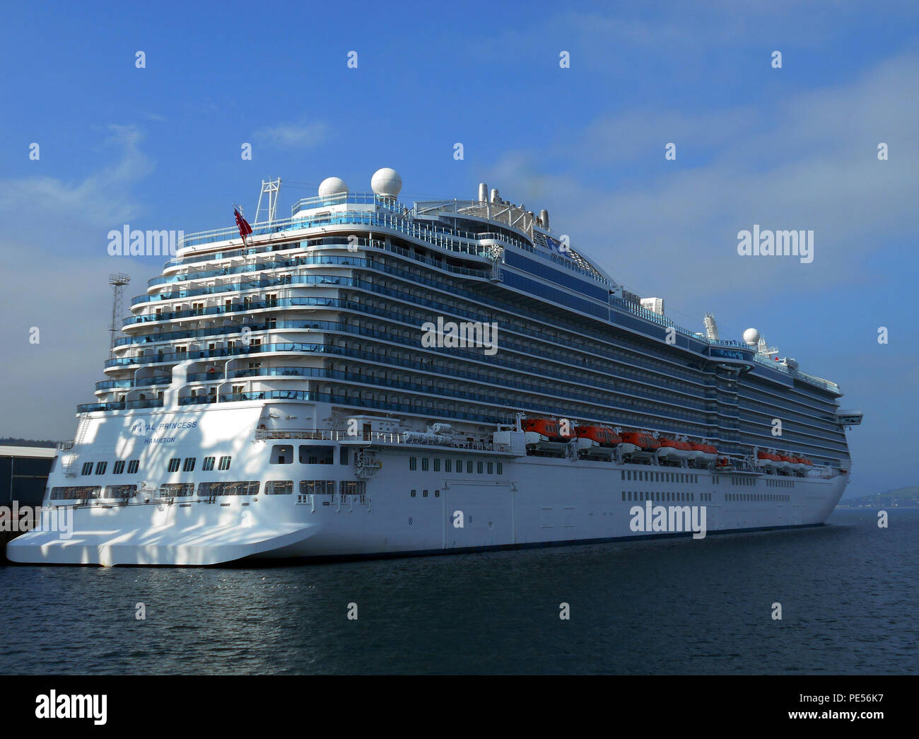 The Huge Luxury Cruise Ship Royal Princess Moored At The Ocean Terminal Greenock On The Banks Of The Firth Of Clyde In Scotland Stock Photo Alamy