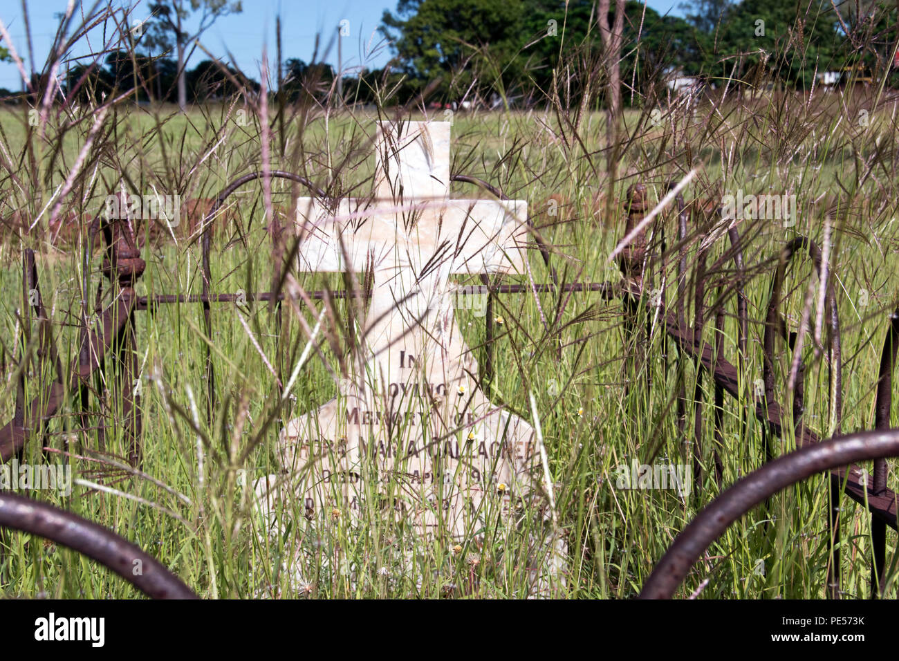 The grave of an infant who died in 1916 in the Mount Surprise cemetery, an Outback town in Far North Queensland, Australia. Stock Photo