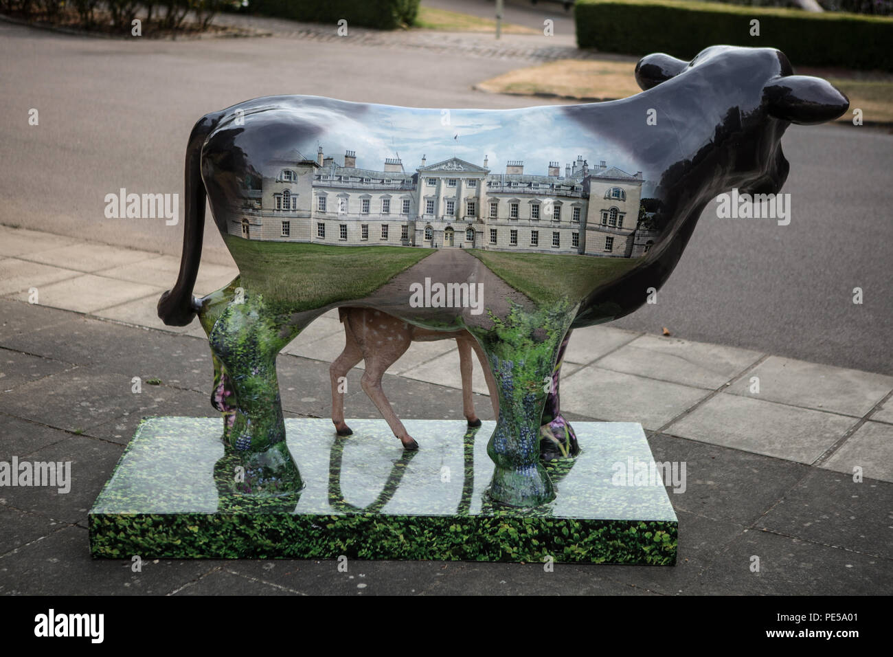 Painted decorative cow statue woburn abbey Stock Photo