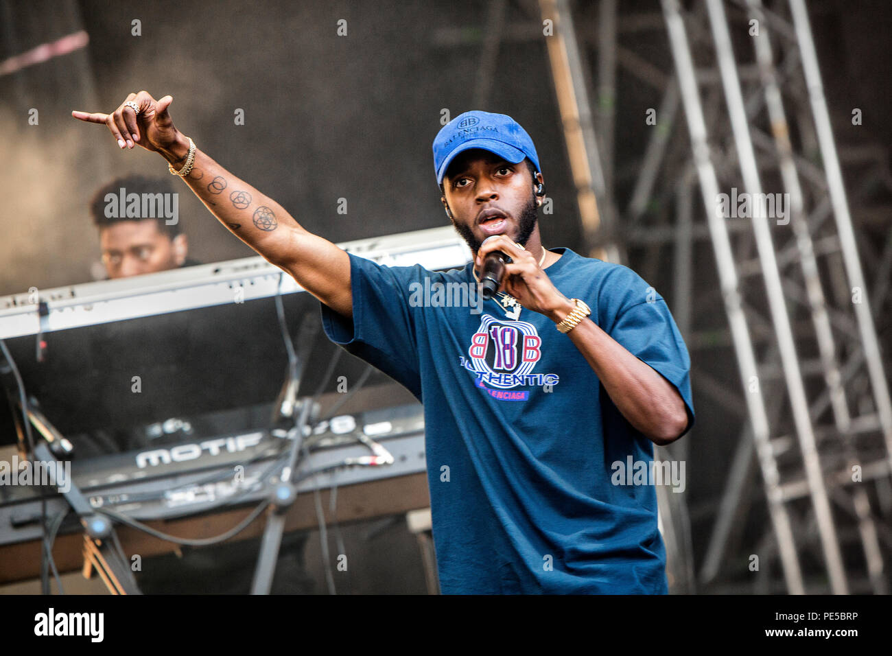 Norway, Oslo - August 09, 2018. The American rapper 6lack performs a live concert during the Norwegian music festival Øyafestivalen 2018 in Oslo. (Photo credit: Gonzales Photo - Terje Dokken). Stock Photo