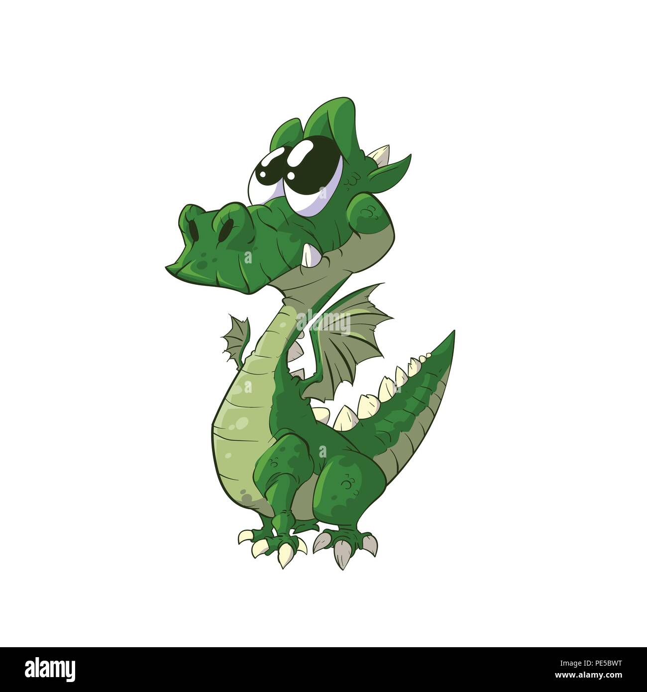 Colorful vector illustration of a cute cartoon dragon Stock Vector