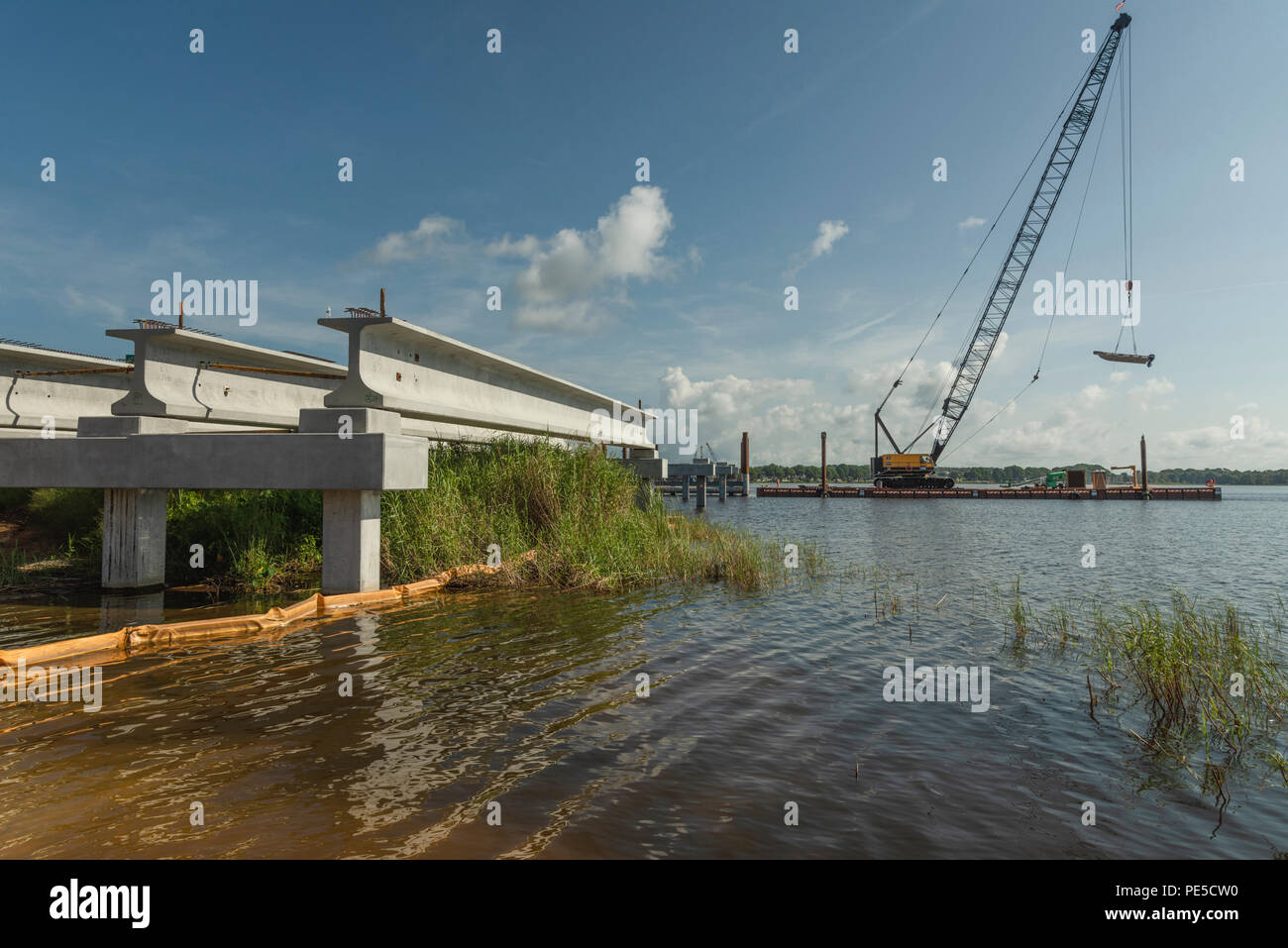 Construction of the SR 19 Bridge on Little Lake Harris in Lake County, Florida USA Stock Photo