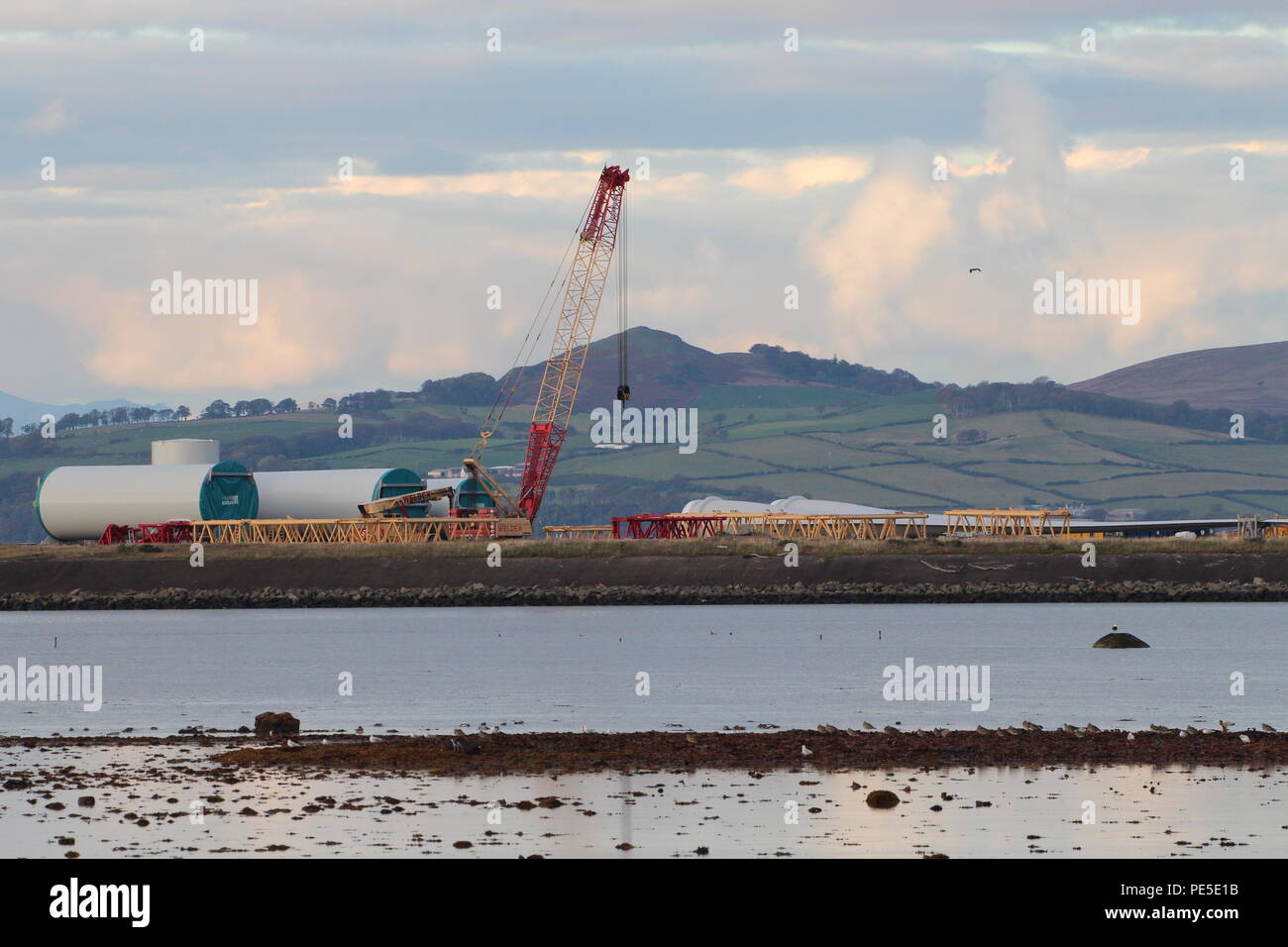 The construction phase at the National Offshore Wind Turbine Test Facility situated at Hunterston on the Ayrshire coast. Stock Photo