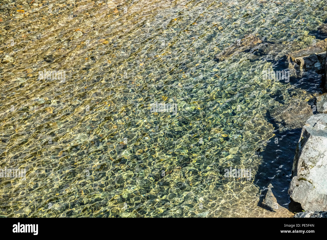 Sun light reflections on clear water ripples Stock Photo