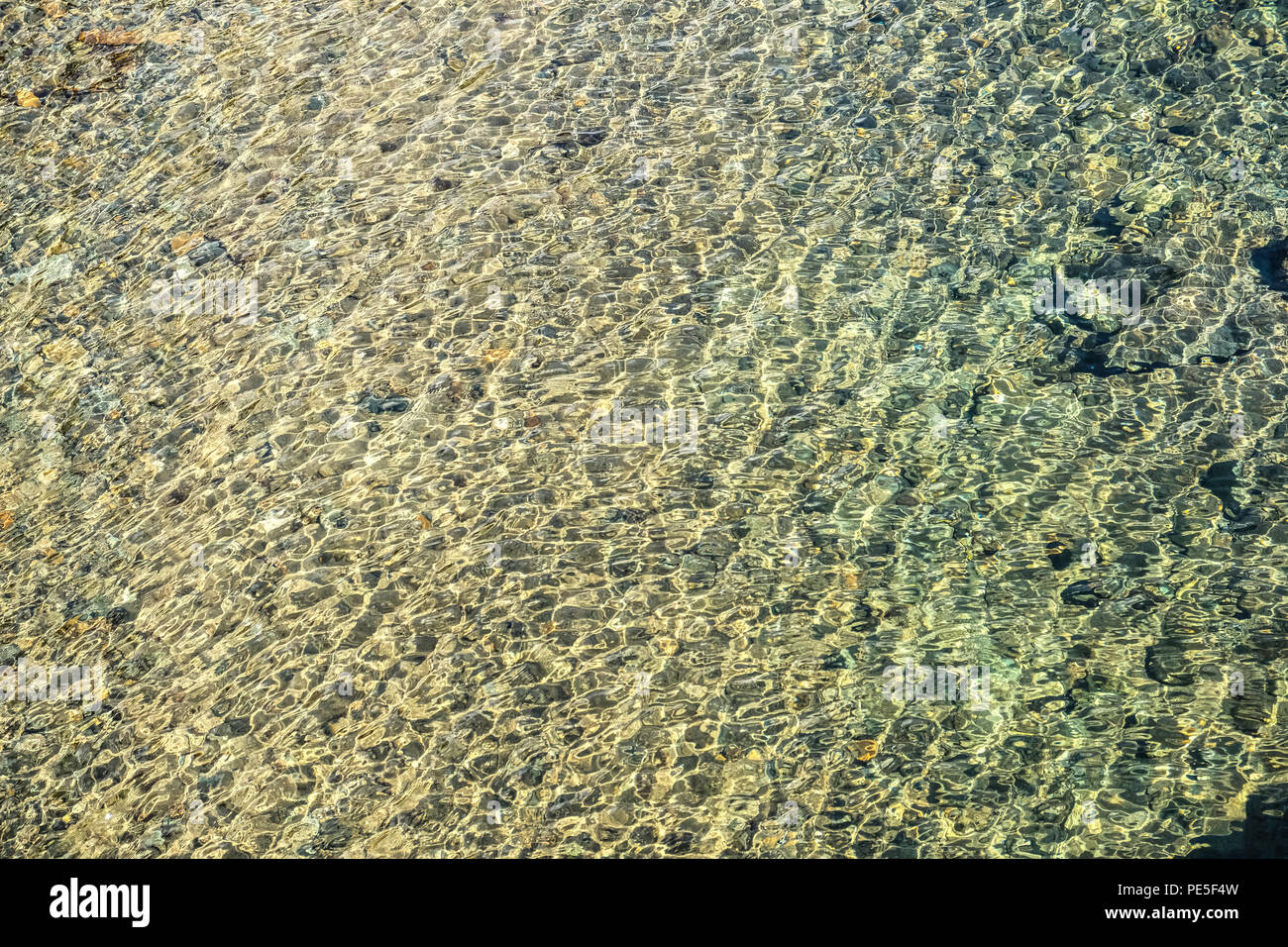 Sun light reflections on clear water ripples Stock Photo