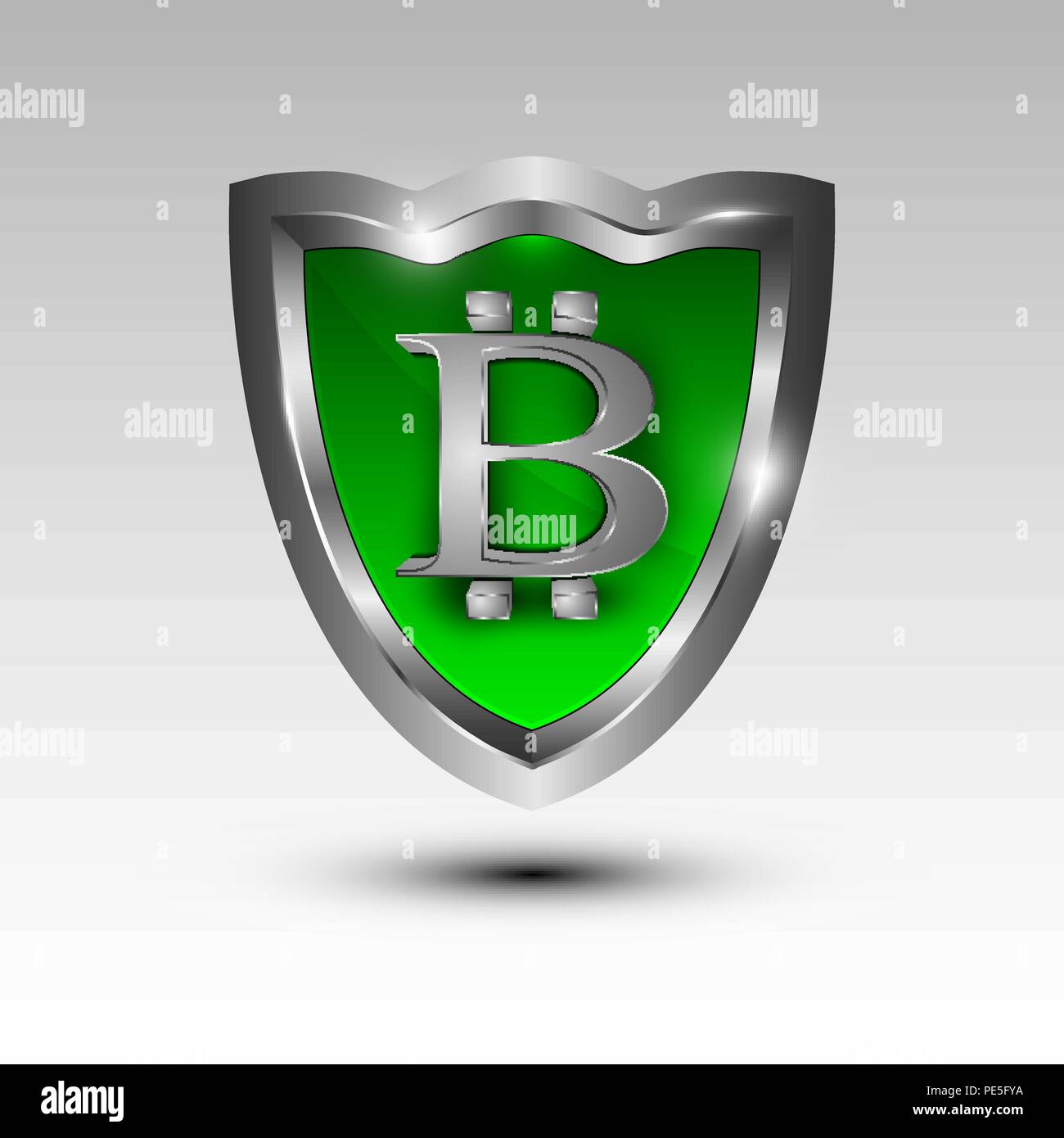 3d shield icon for bitcoin protection Stock Vector