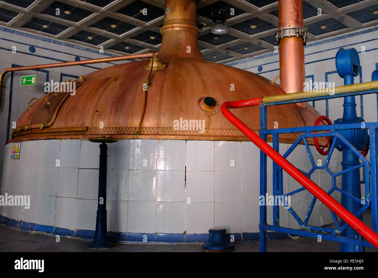 Brewing copper pot stills at the Tychy (Tyskie) Brewery in Poland, Europe Stock Photo Alamy