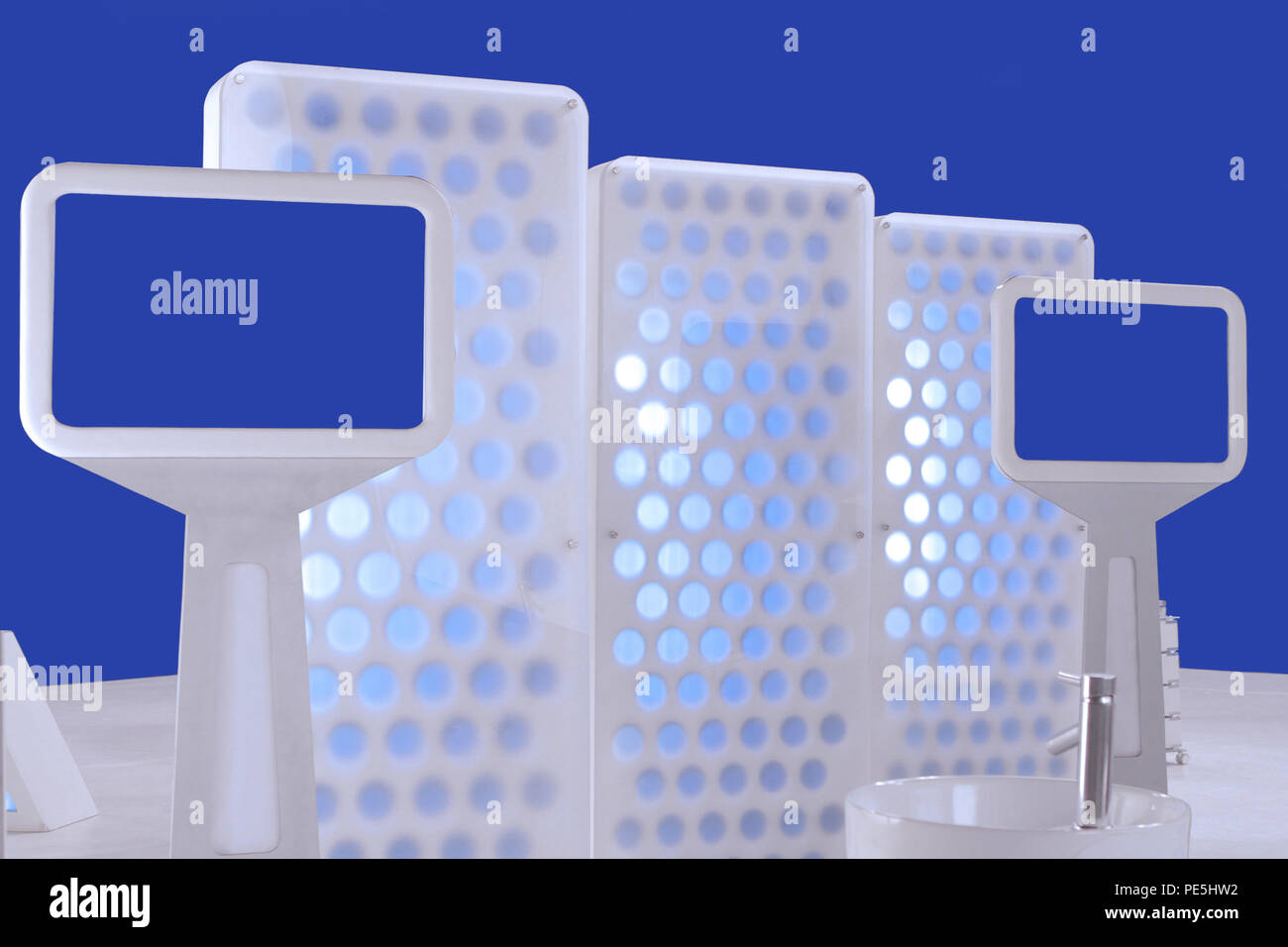 three of hole pattern partition were used for monitor backdrop Stock ...