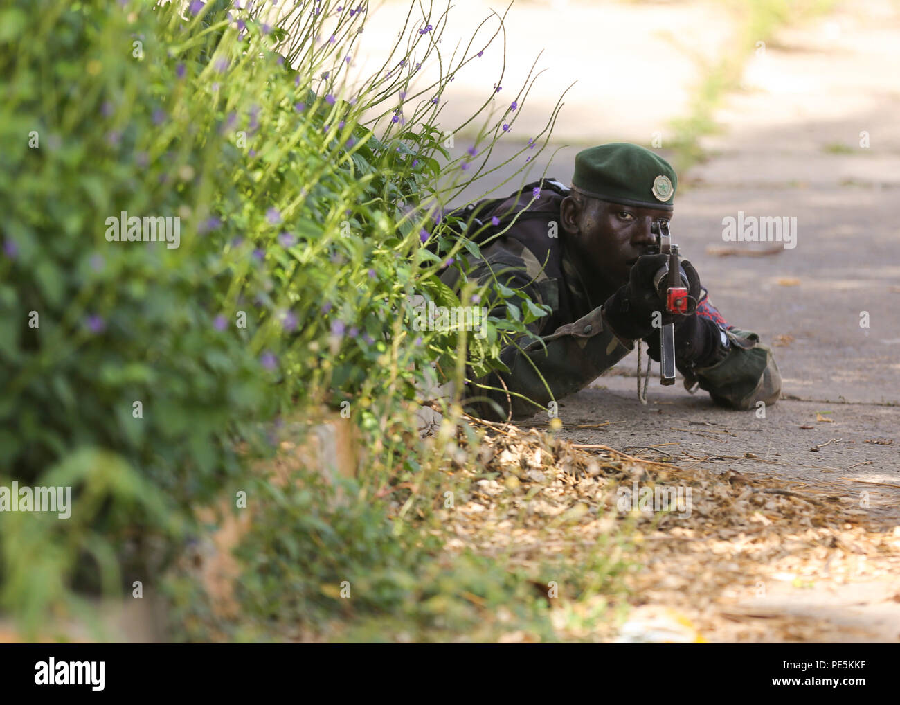 A Compagnie Fusilier de Marin Commando provides simulated cover during ...