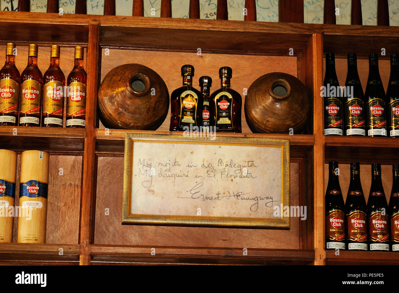 The Bodeguita del Medio in Havanna was one of Hemingway's most famoust bars Stock Photo