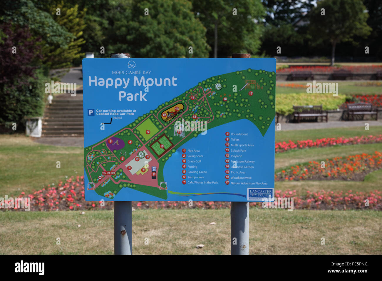 Sign Happy Mount Park Morecambe. Stock Photo