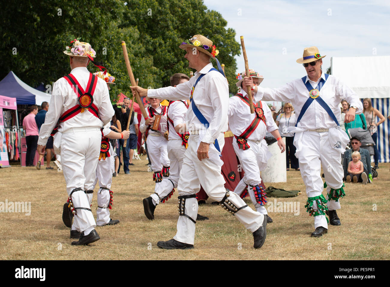 Stafford Morris Men performing at the Canwell Agricultural Show near Sutton Coldfield, West Midlands Stock Photo