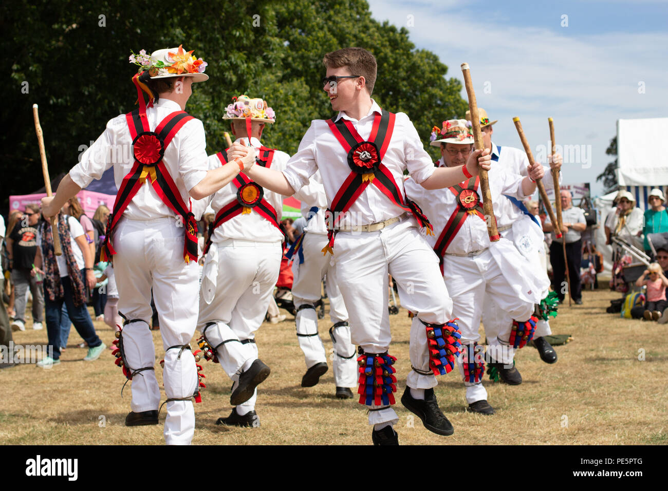 Stafford Morris Men performing at the Canwell Agricultural Show near Sutton Coldfield, West Midlands Stock Photo