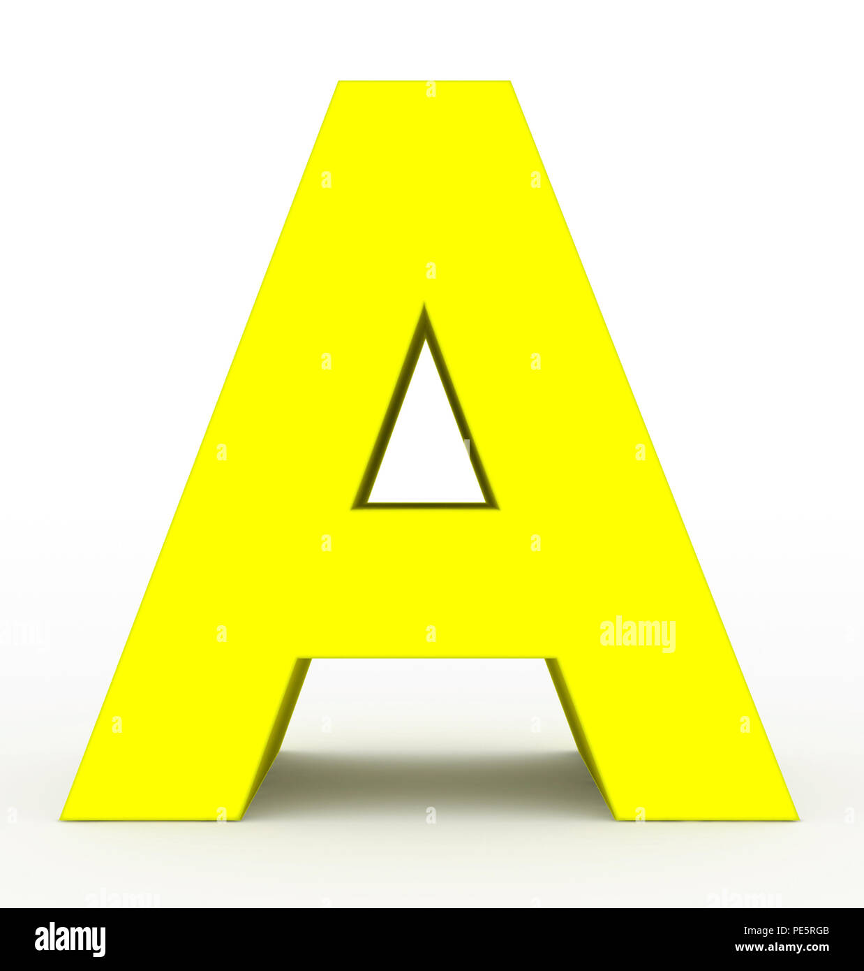 letter A 3d clean yellow isolated on white - 3d rendering Stock Photo - Alamy