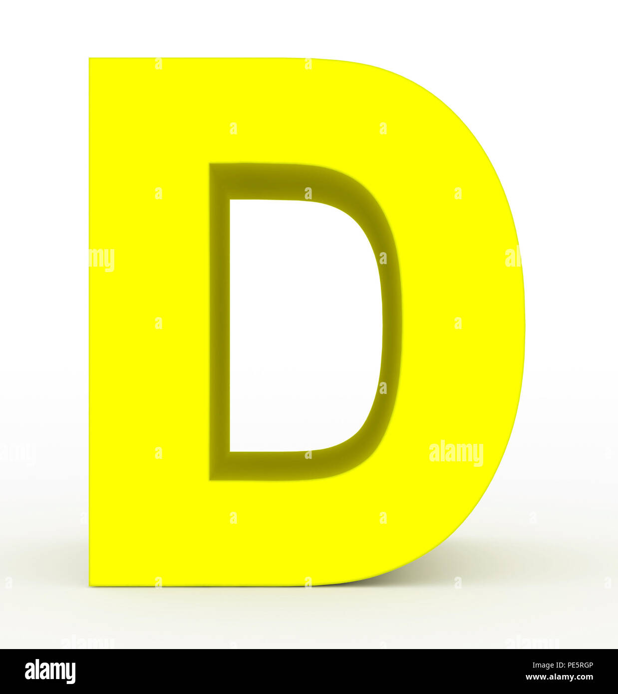 letter D 3d clean yellow isolated on white - 3d rendering Stock Photo ...