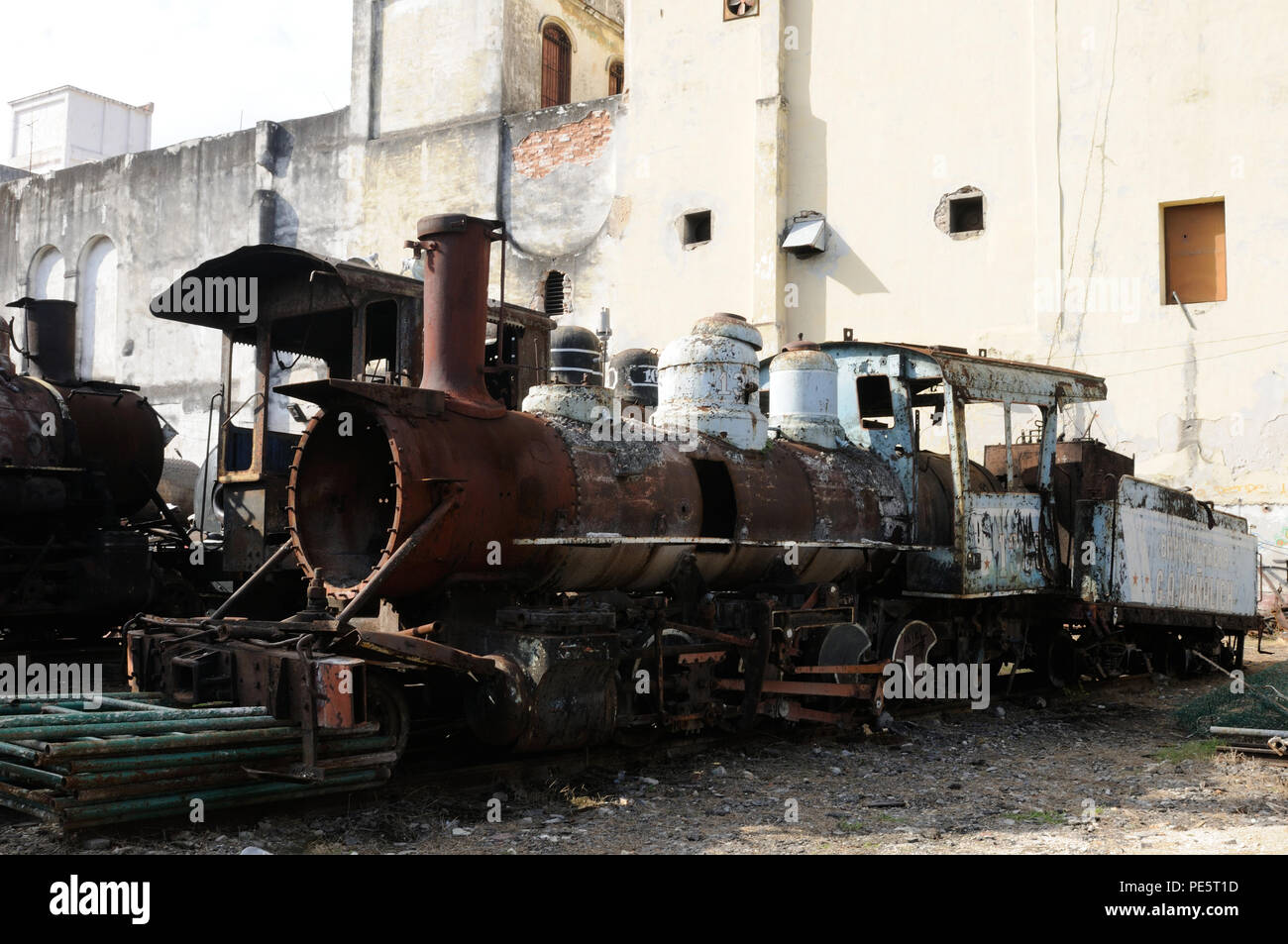 Cuba: Old train components are being restored for the railway museum in Havanna-City Stock Photo