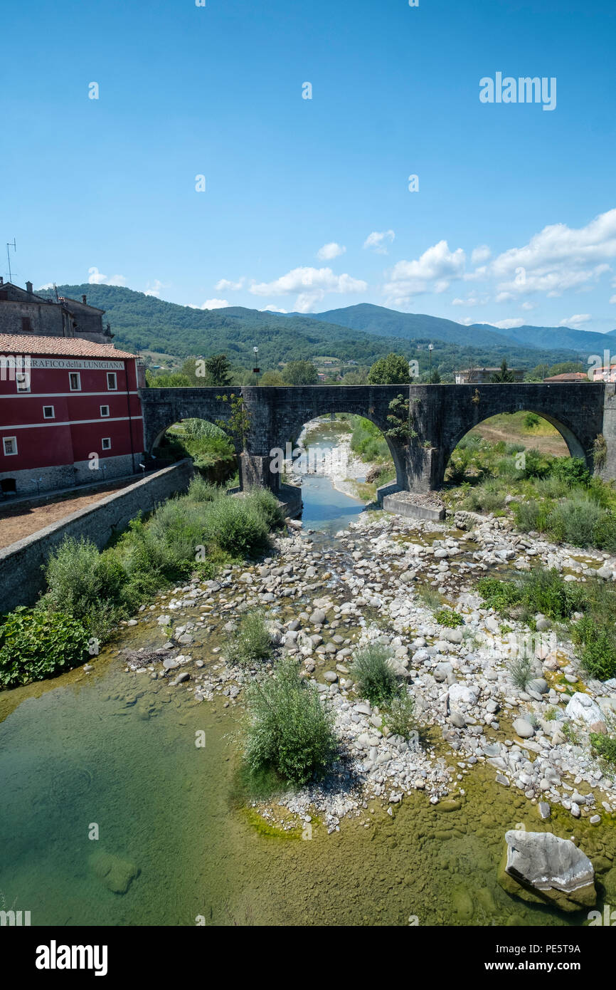 Villafranca in Lunigiana, Massa Carrara, Tuscany, Italy, historic bridge Stock Photo