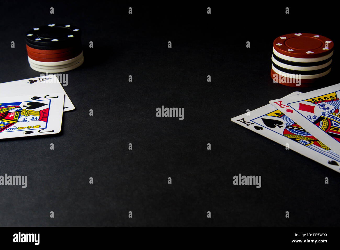 Poker Cards And Chips Isolated On Black Heads Up Pair Of Kings All In Game Over Stock Photo Alamy Poker Cards And Chips Isolated On Black Heads Up Pair Of Kings All In Game Over Stock Photo Alamy