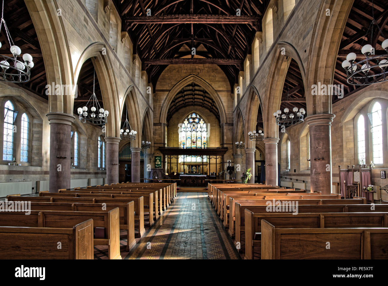 The beautiful Trinity church in Whitecross, Hereford is located on the west of the conurbation of Hereford. Stock Photo