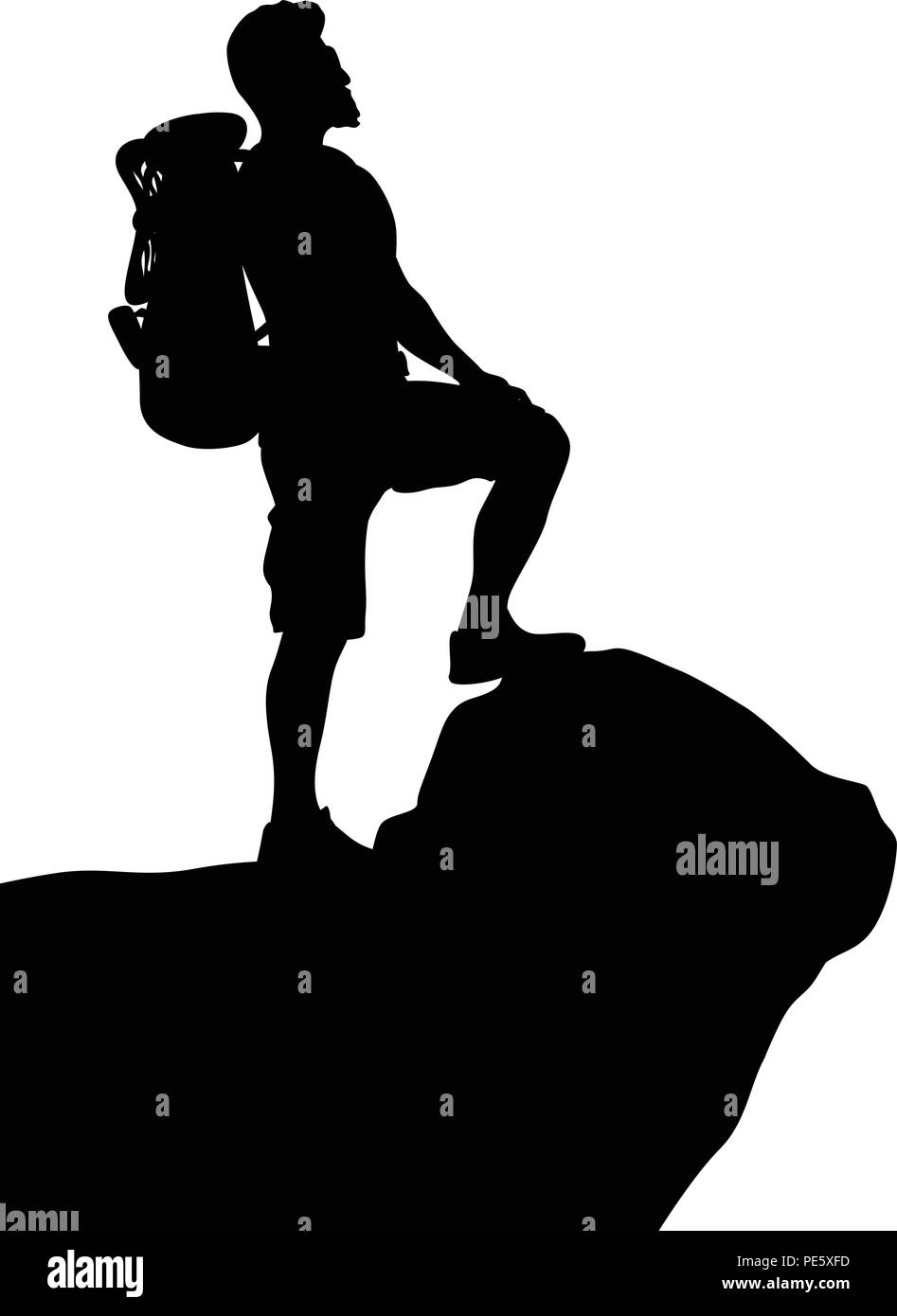 male silhouette on top of cliff Stock Vector Image & Art Alamy
