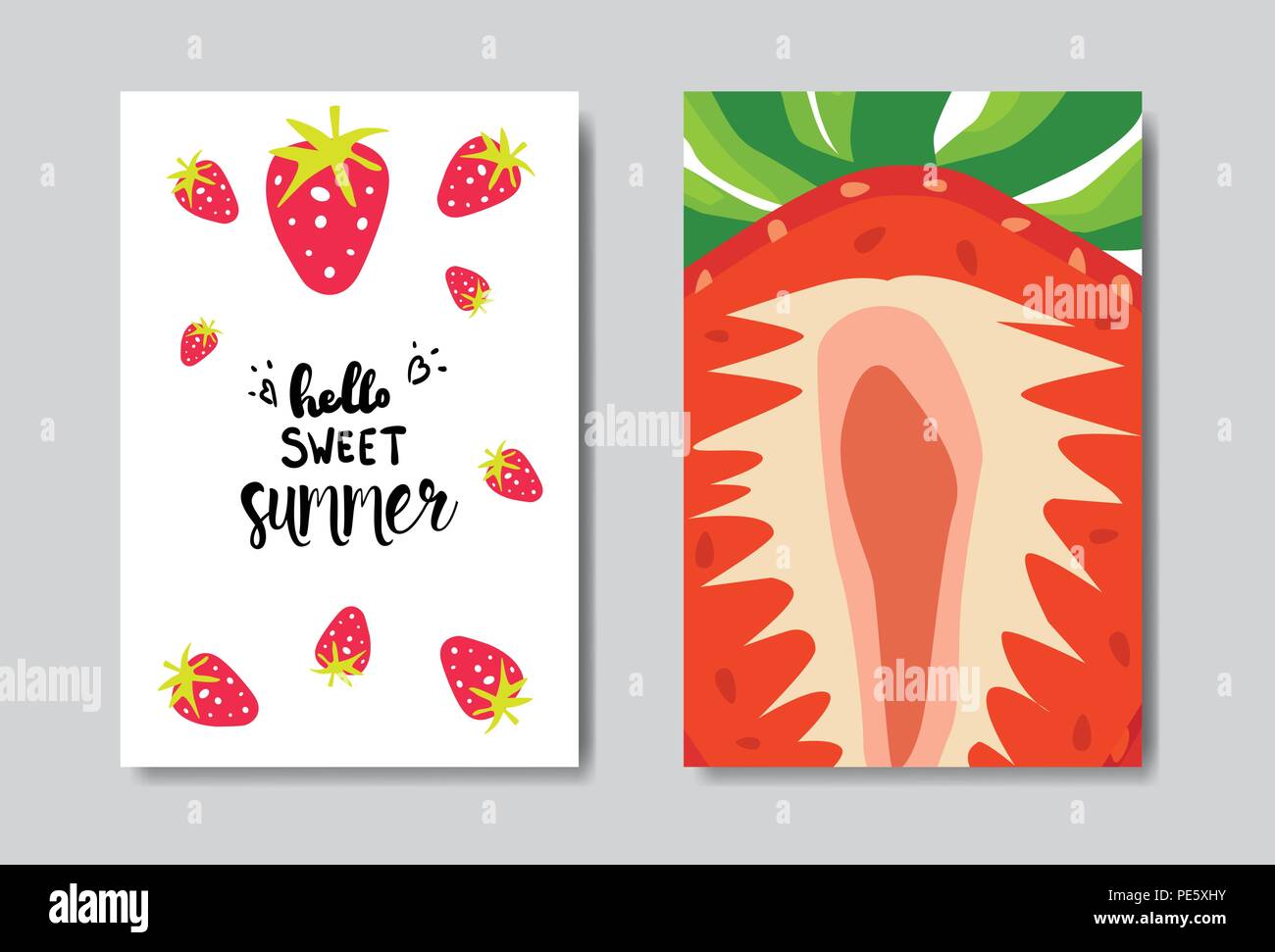 set sweet summer strawberry badge isolated typographic design label