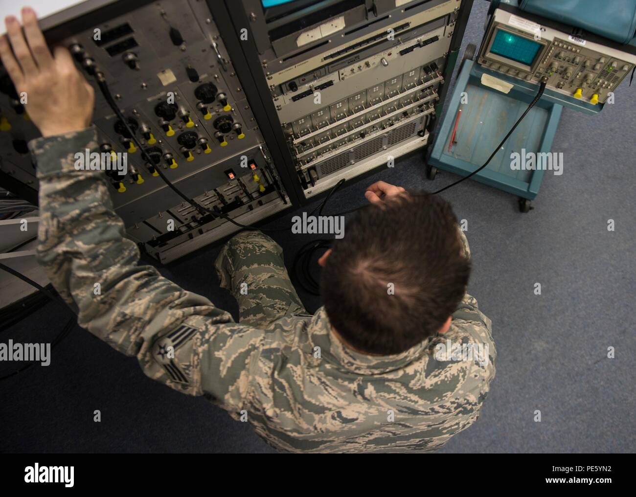 Senior Airman Samuel Davis, an airfield systems maintenance apprentice with the 2nd Weather Squadron, Det