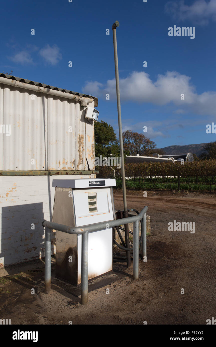 Eco diesel petrol pump used at a vineyard in Cape Town Stock Photo