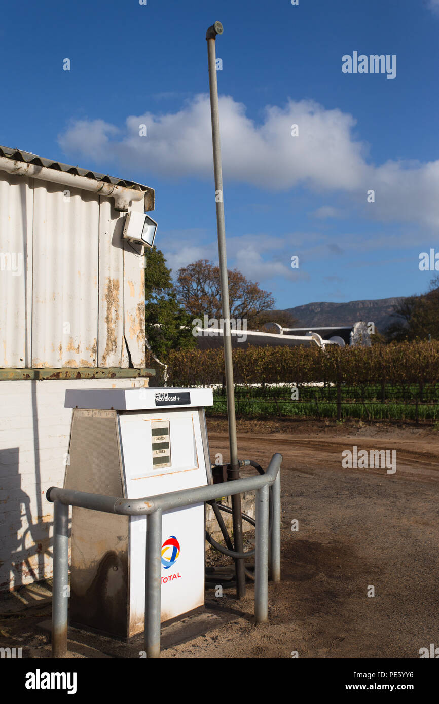 Total diesel petrol pump or gas pump at a vineyard in Cape Town Stock Photo