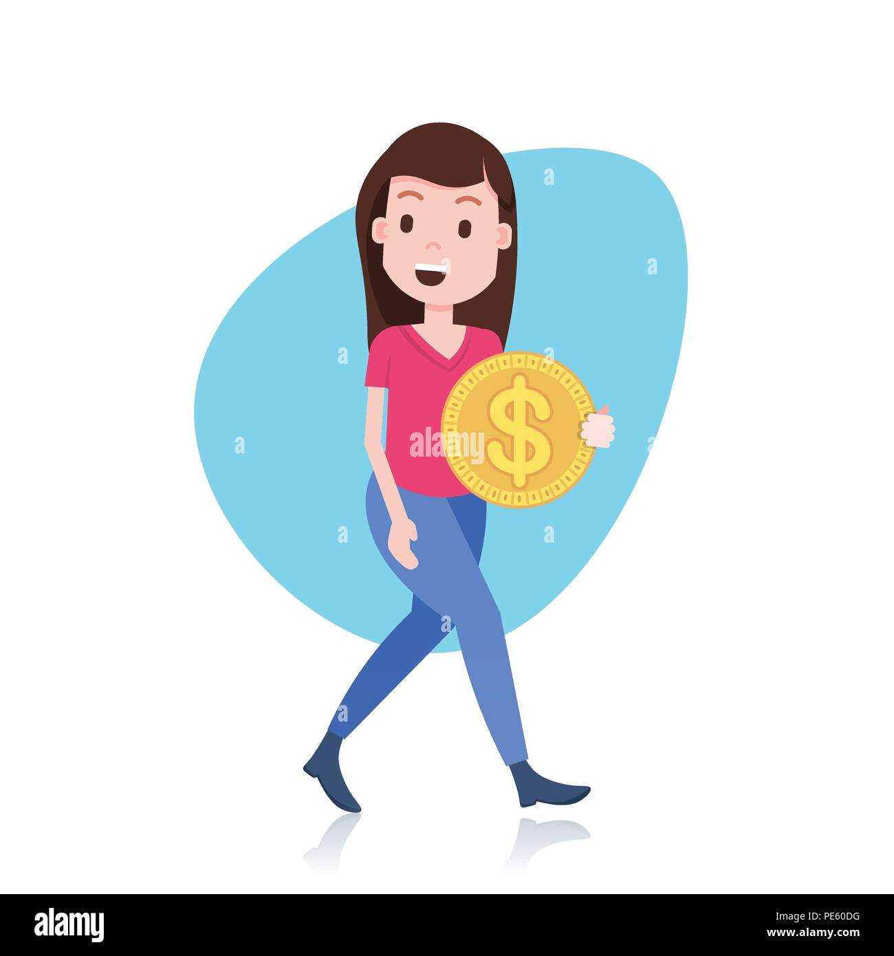 smiling woman character holding bitcoin mining crypto currency template for  design work or animation over white background full length flat Stock  Vector Image & Art - Alamy