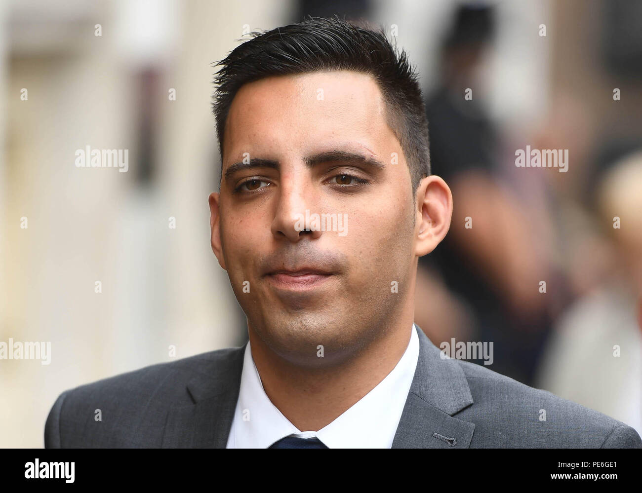 Bristol, UK. 13th August, 2018. Ben Stokes trial at Bristol Crown Court. Ryan Ali who is on trial alongside England cricket player Ben Stokes, leaving Bristol Crown Court for lunch..Picture by Andrew Parsons / Parsons Media Credit: andrew parsons/Alamy Live News Stock Photo