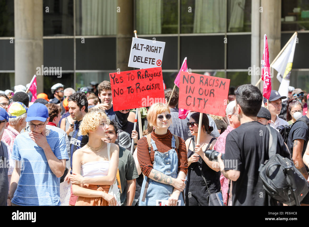 AUGUST 11, 2018 - TORONTO, CANADA: 'STOP THE HATE' ANTI RACISM RALLY. Stock Photo