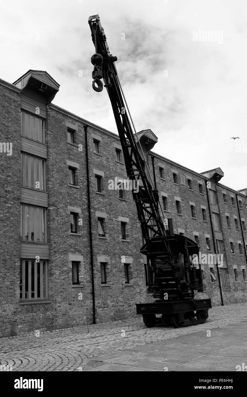 Warehouse and crane 2, Gloucester Docks Stock Photo
