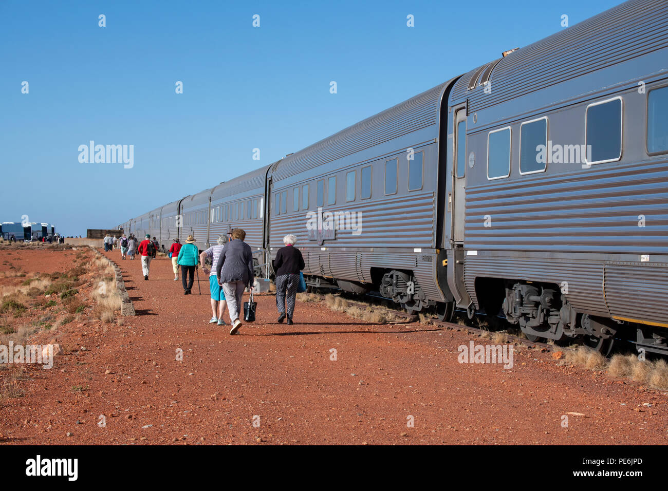 Australia, South Australia, Manguri train stop. The Ghan sightseeing