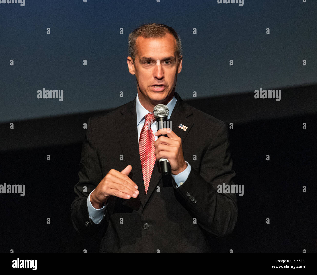 Corey Lewandowski, campaign manager for Donald Trump's 2016 campaign, speaking at the Turning Point High School Leadership Summit in Washington, DC on Stock Photo