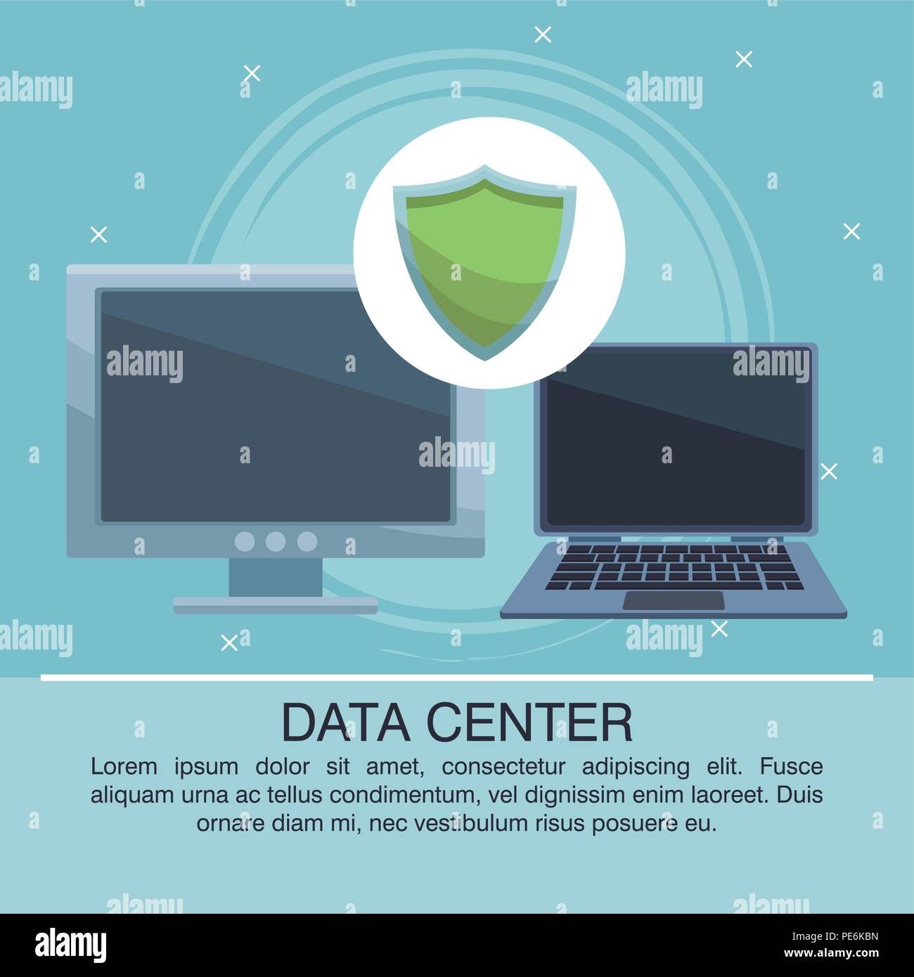 Data center poster with informaton Stock Vector