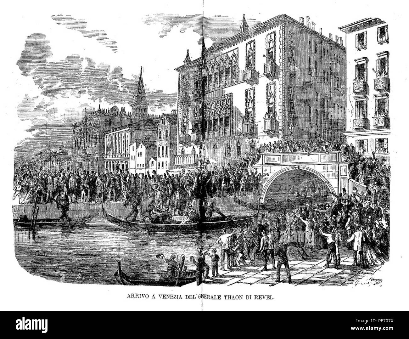 Arrivo a Venezia del generale Thaon di Revel (Emporio pittoresco, 1866). Stock Photo