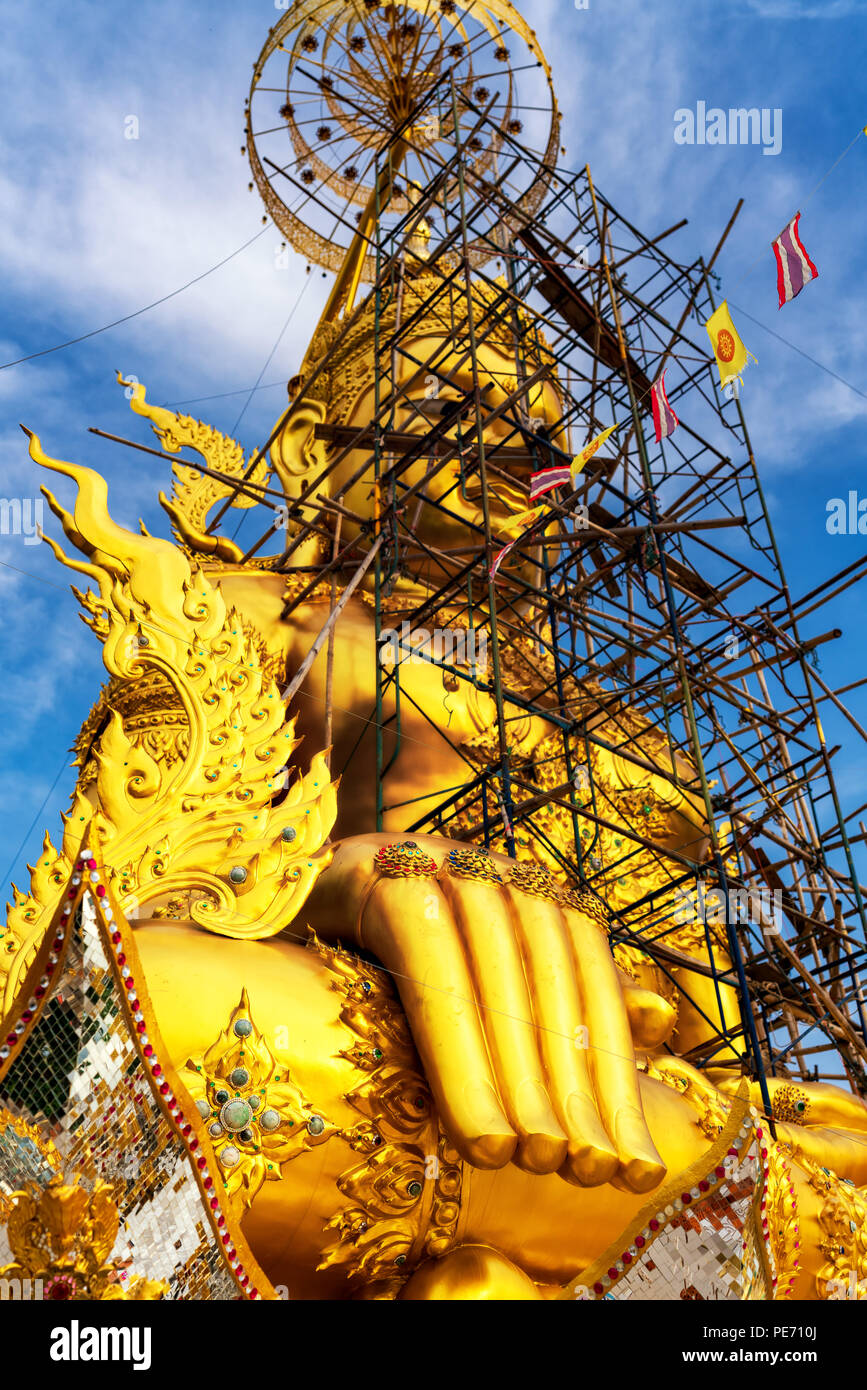 Buddha statue in Thailand temple at sunset Stock Photo - Alamy