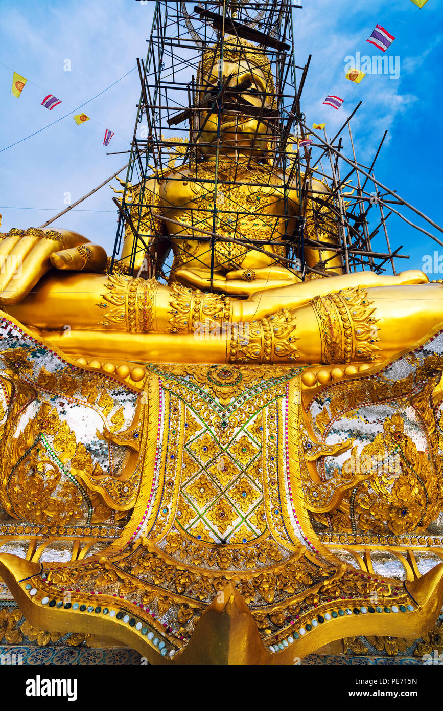 Buddha statue in Thailand Temple on nature background at sunset Stock ...