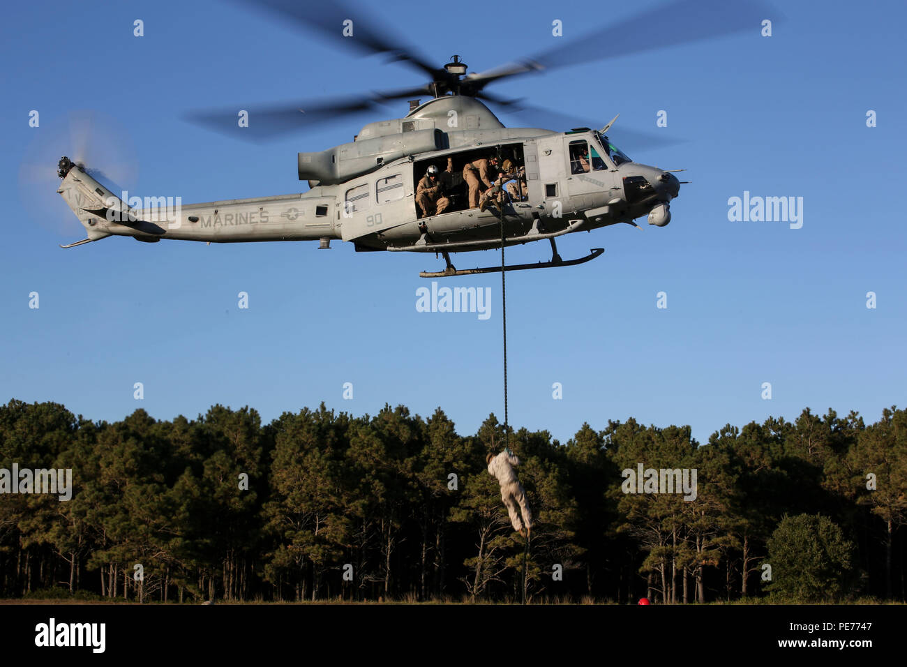 During Helicopter Rope Suspension Techniques training at Camp Lejeune ...