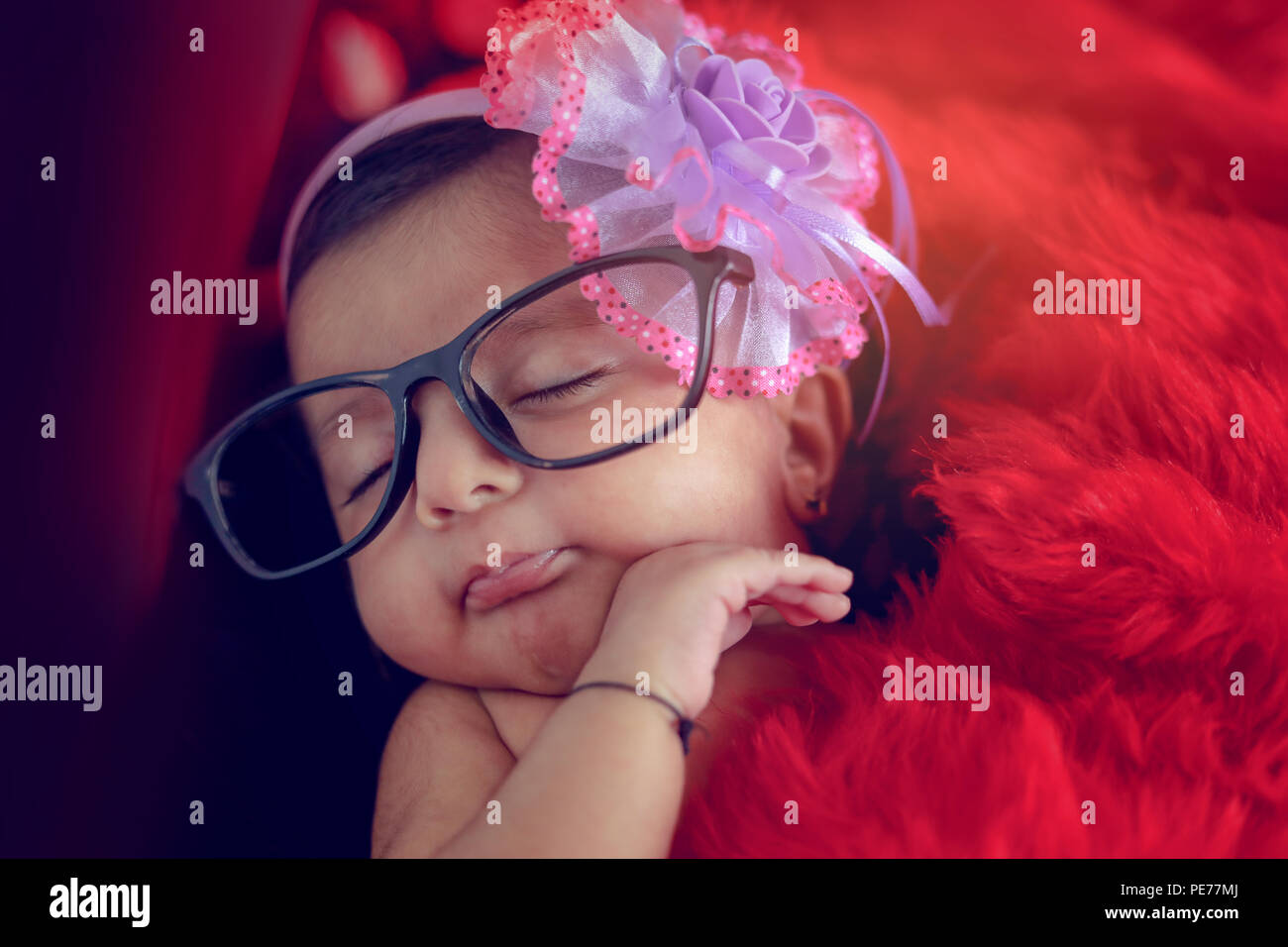 cute Indian baby girl on spectacles Stock Photo