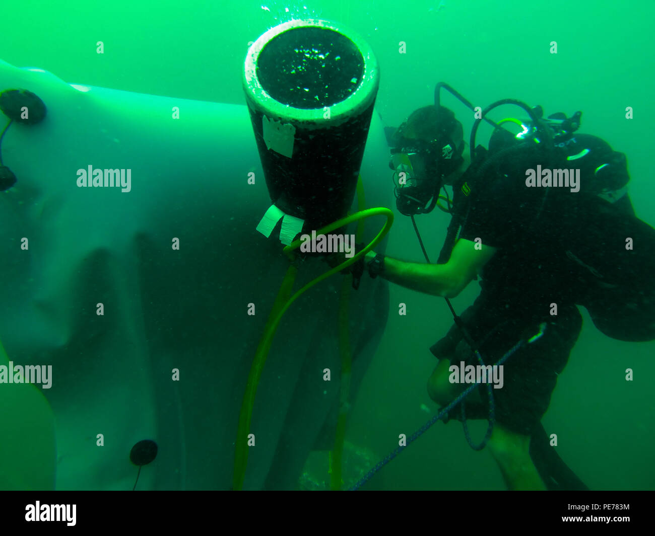 Spc. Trevin Currey, a diver with the 74th Engineer Diver Detachment