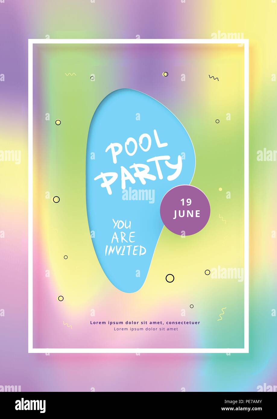 Vertical Pool Party banner.  Template for holiday summer flyer design. Vector illustration. Stock Vector