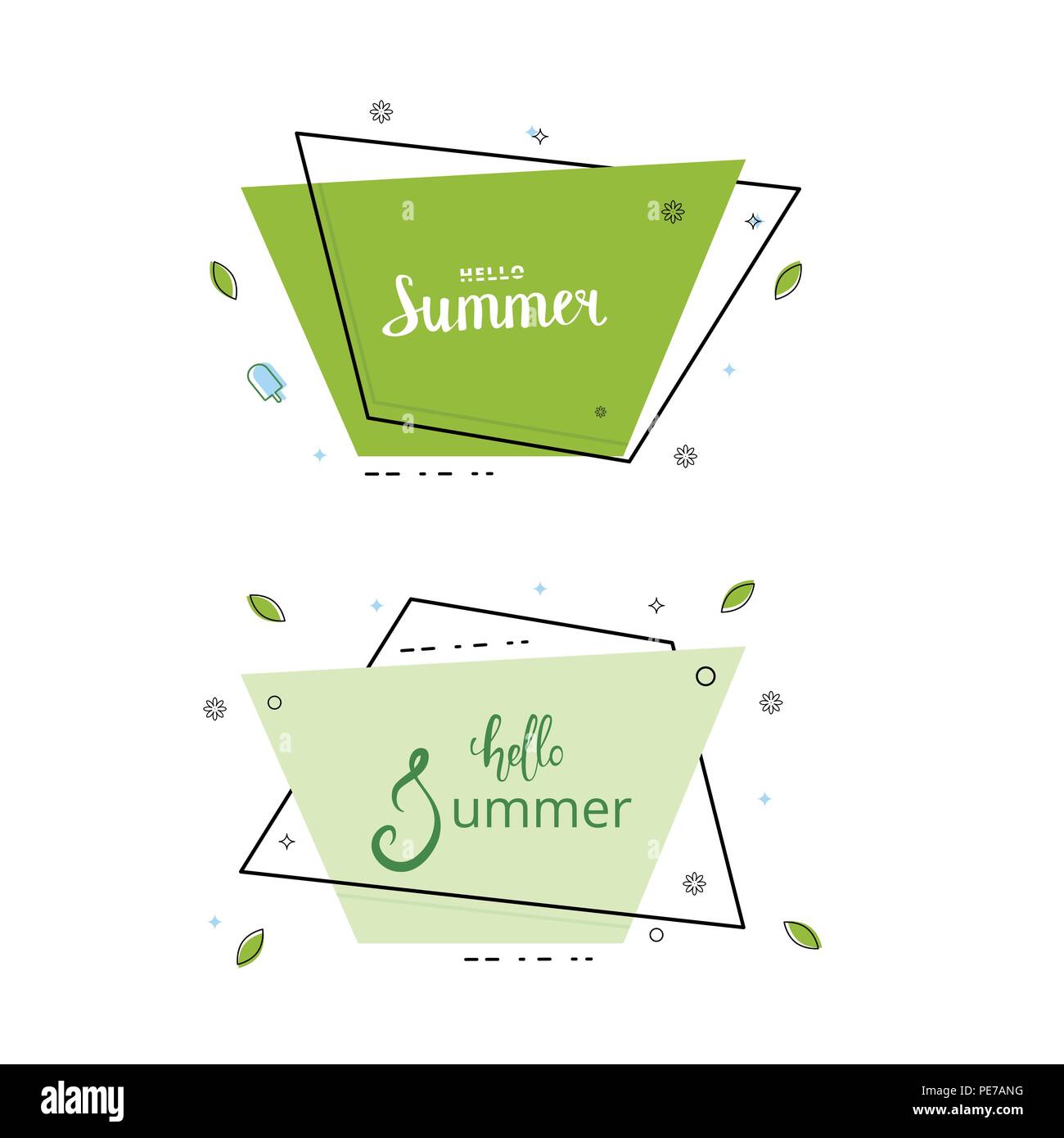 Set of Hello Summer banners. Vector illustration Stock Vector Image ...