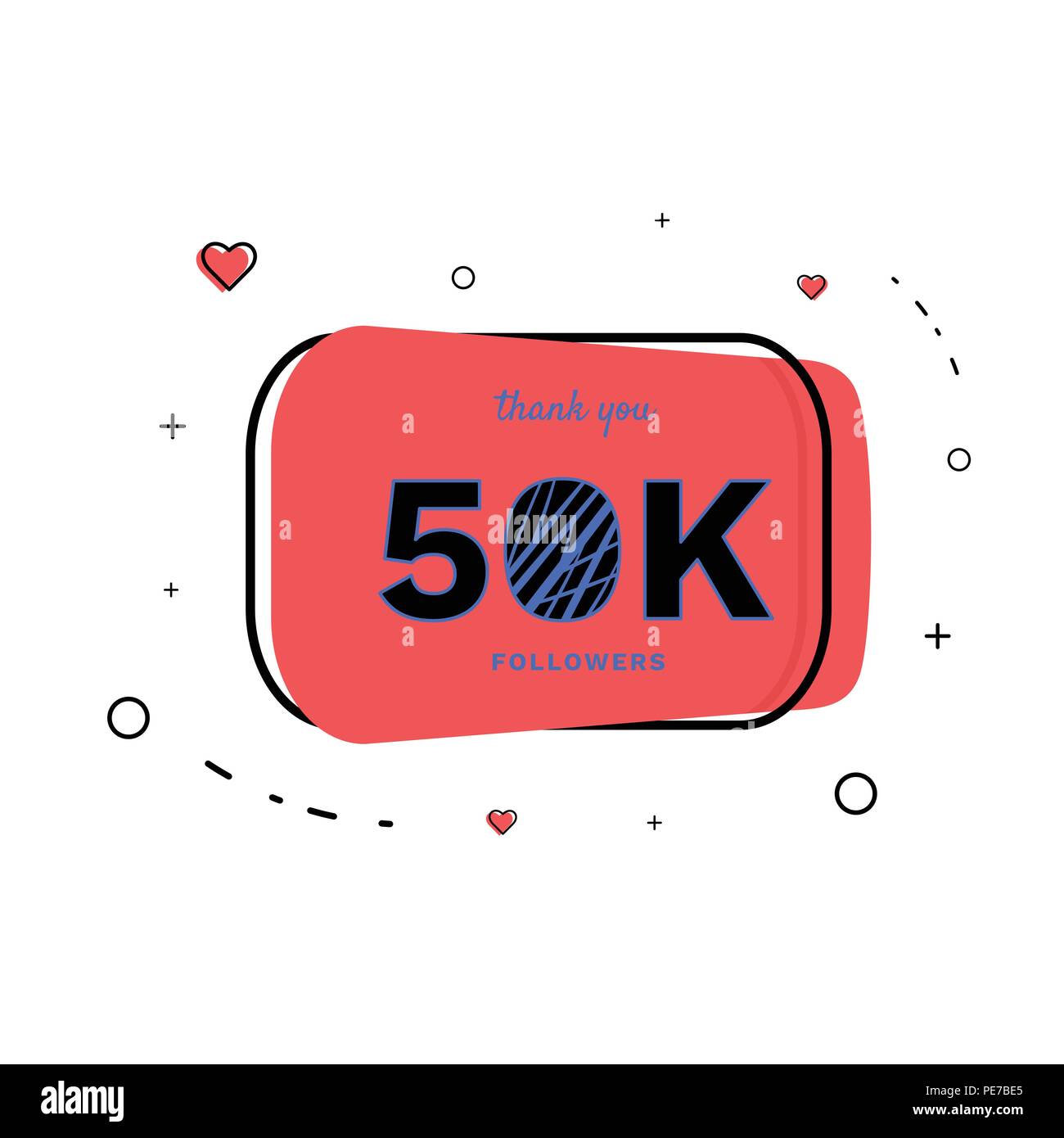 50k followers thank you card. Celebration 50000 subscribers geometric ...