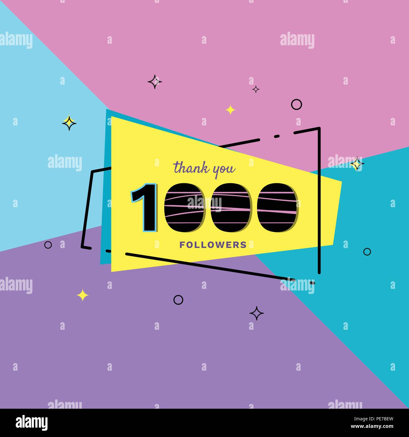 1000 followers thank you card. Celebration 1k subscribers geometric ...