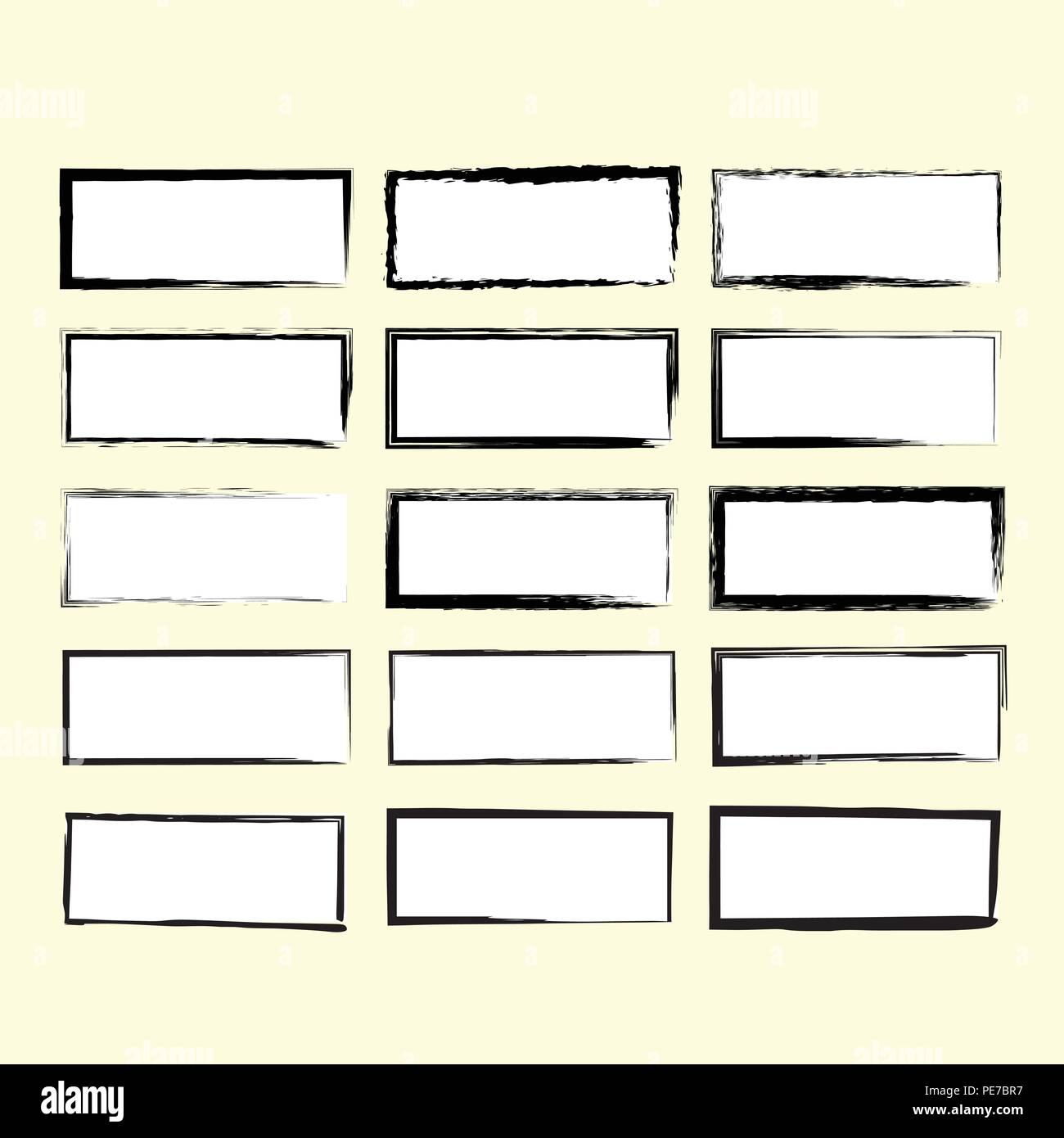 Set of grunge horizontal frames. Vector illustration Stock Vector Image