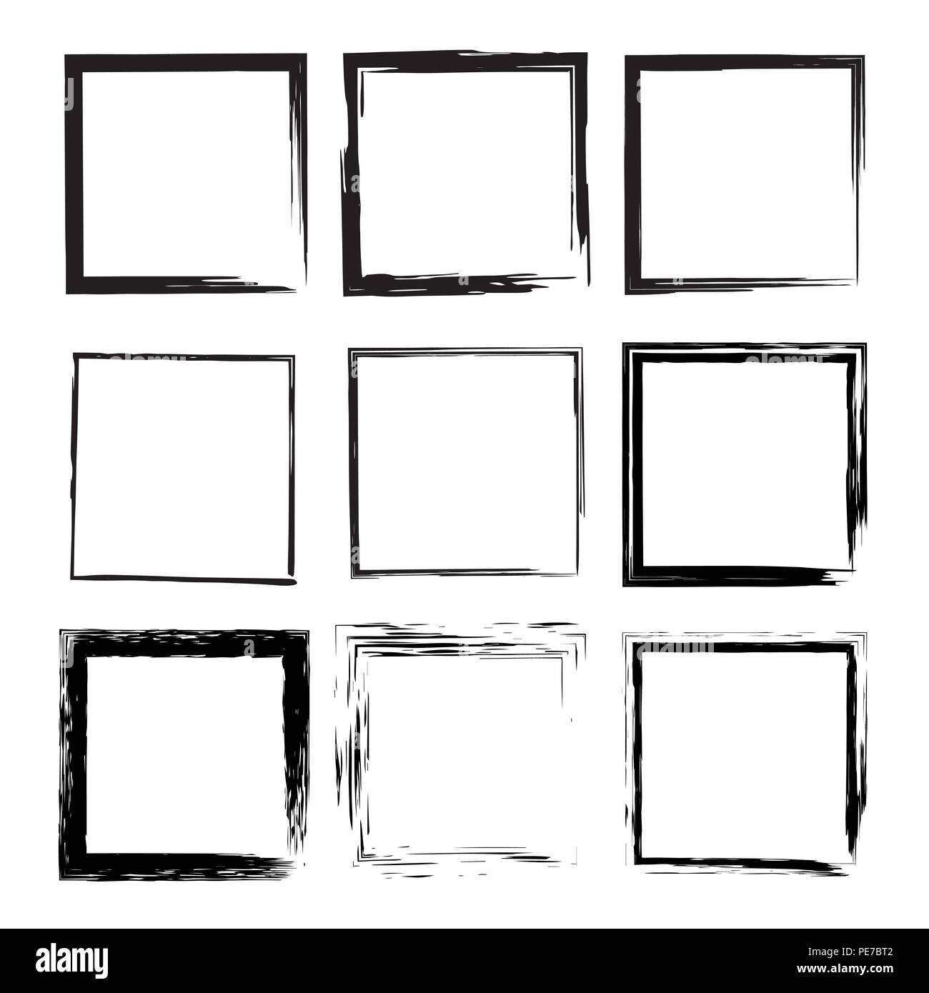 Set of grunge square frames. Vector illustration Stock Vector Image ...