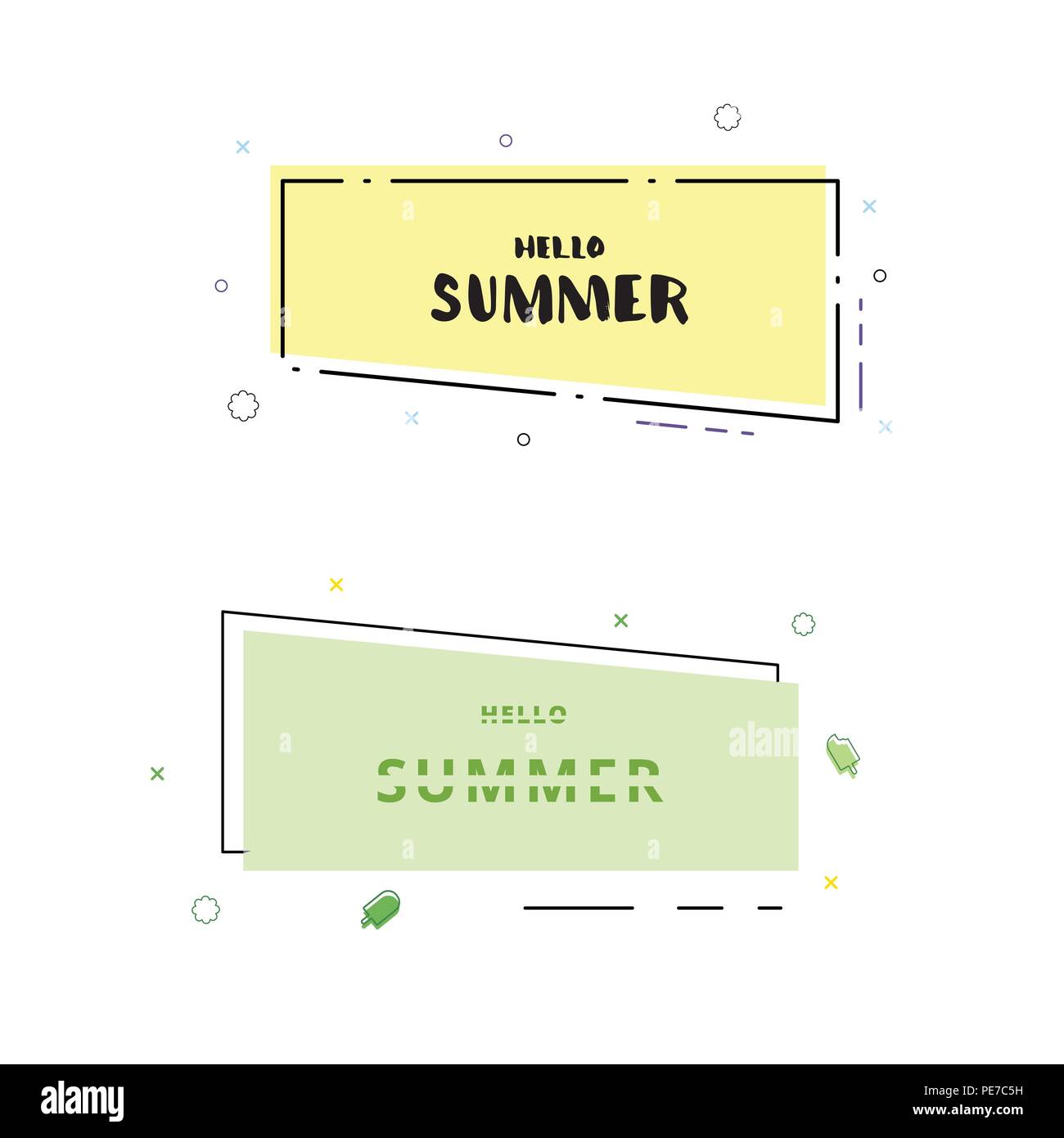 Set of Hello Summer banners. Vector illustration Stock Vector Image ...
