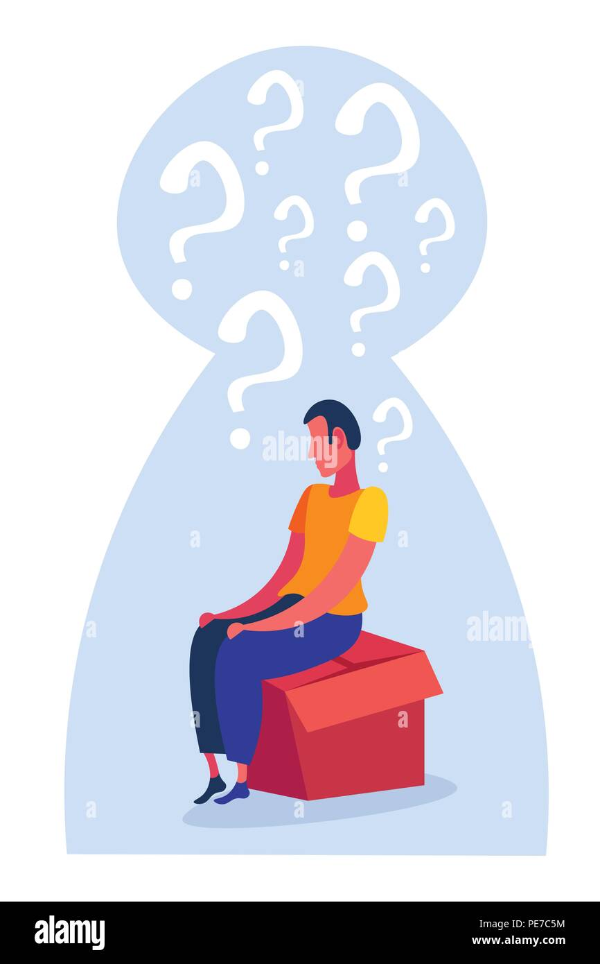 Sad man box Stock Vector Images